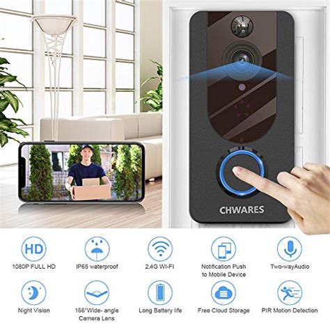 <b>CHWARES</b> <b>Video</b> <b>Doorbell</b> Camera with Chime, 1080p HD, Wireless WiFi, Motion Detection, 2-Way Audio, Night Vision, IP65 Waterproof, Battery Powered, Easy Installation, Free Cloud Storage for One Year Visit the <b>CHWARES</b> Store 2,794 ratings Currently unavailable. . Chwares video doorbell manual